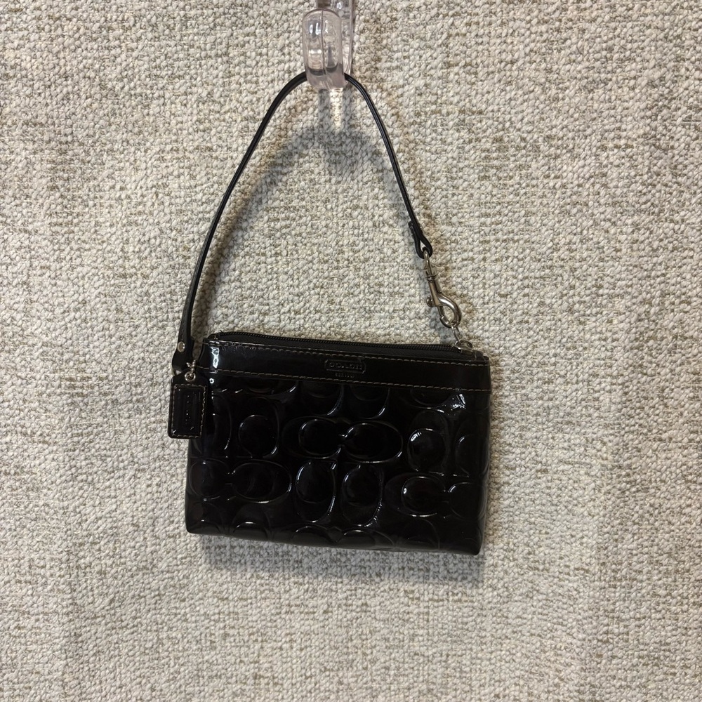 Y2K Coach Black Patent Embossed Wristlet/Mini Bag, With Hangtag